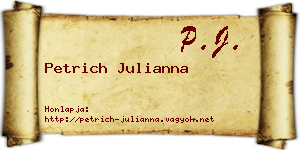 Petrich Julianna névjegykártya